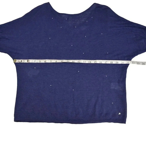 Des Petits Hauts Linen Purple V Back Bat Wing Embellished Sweater - Picture 9 of 10